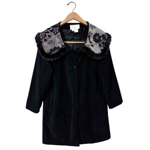 Lilly of California vinatge fur collar floral shimmery jacket blazer S